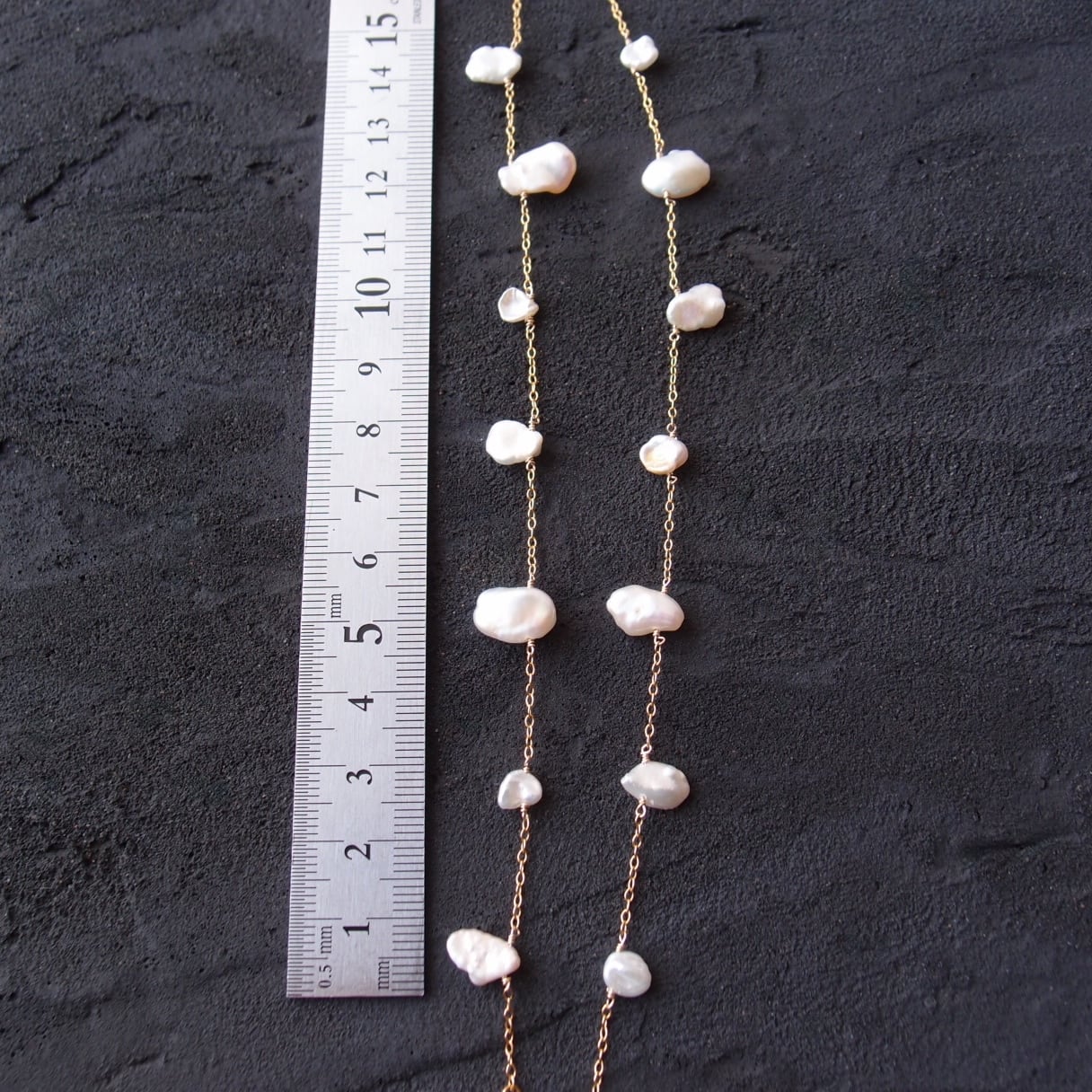 K14gf】Petal Pearls Station Necklace／ペタルパール ステーション
