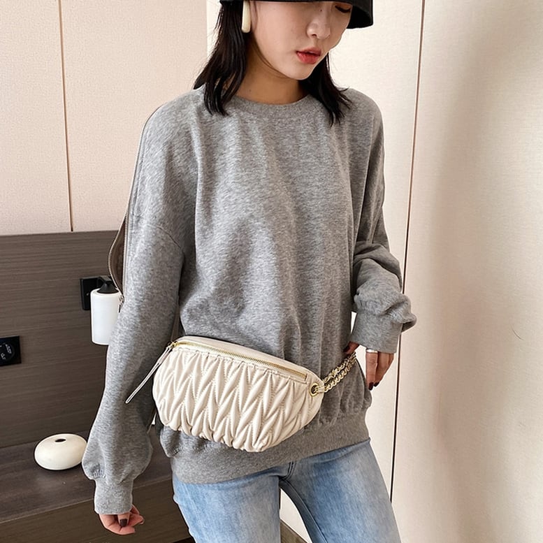 キルティングボディバッグ】ウエストバッグ チェーンストラップ