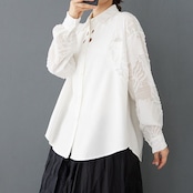 レース切替 カットデザイン シャツ  00380