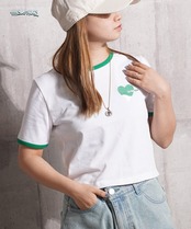 ◆ハート刺繍 リンガーネックTシャツ◆ng-55215