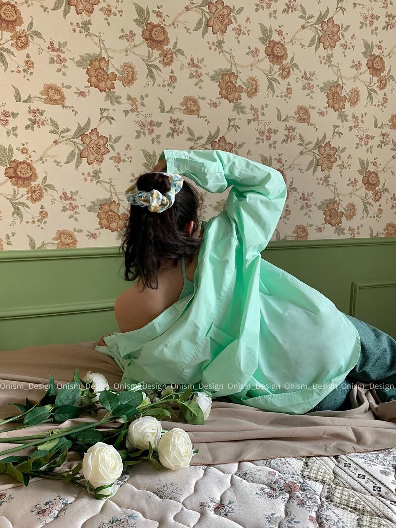 ルーズシャツ ベーシックソリッド カラー長袖スリーブトップス レディース ロング 大きめサイズ ソリッドカラー ビッグFスモールZ韓国84807036259