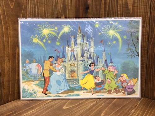 Disney Vinyl Place Mat '' Cinderella Castle''/ ランチョンマット プレースマット ミッキー シンデレラ 白雪姫 地図 map ビンテージ