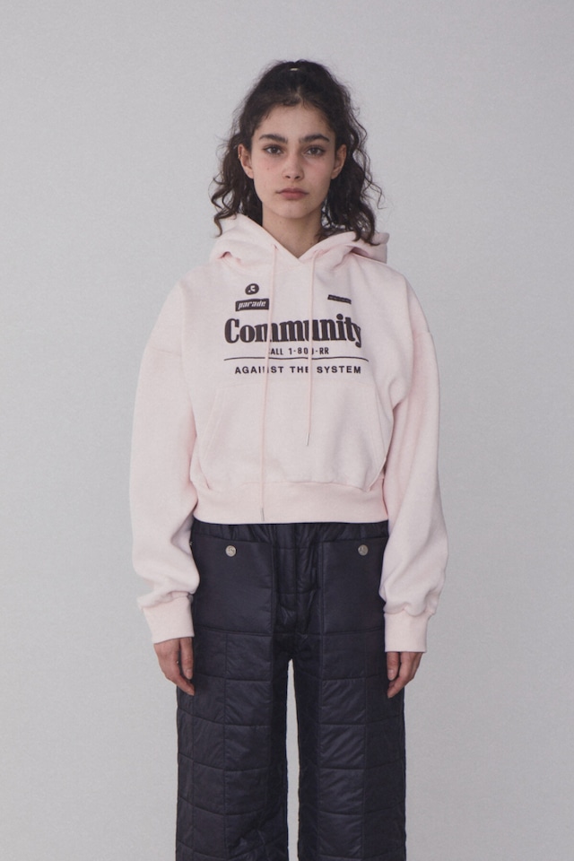 [rest & recreation] RR COMMUNITY CROPPED HOODIE - PINK 正規韓国ブランド 韓国ファッション 韓国代行 rest recreation レストアンドレクリエーション restrecreation