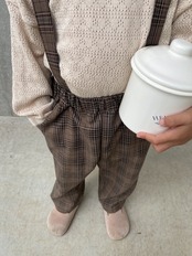 【アウトレット】check suspender pants