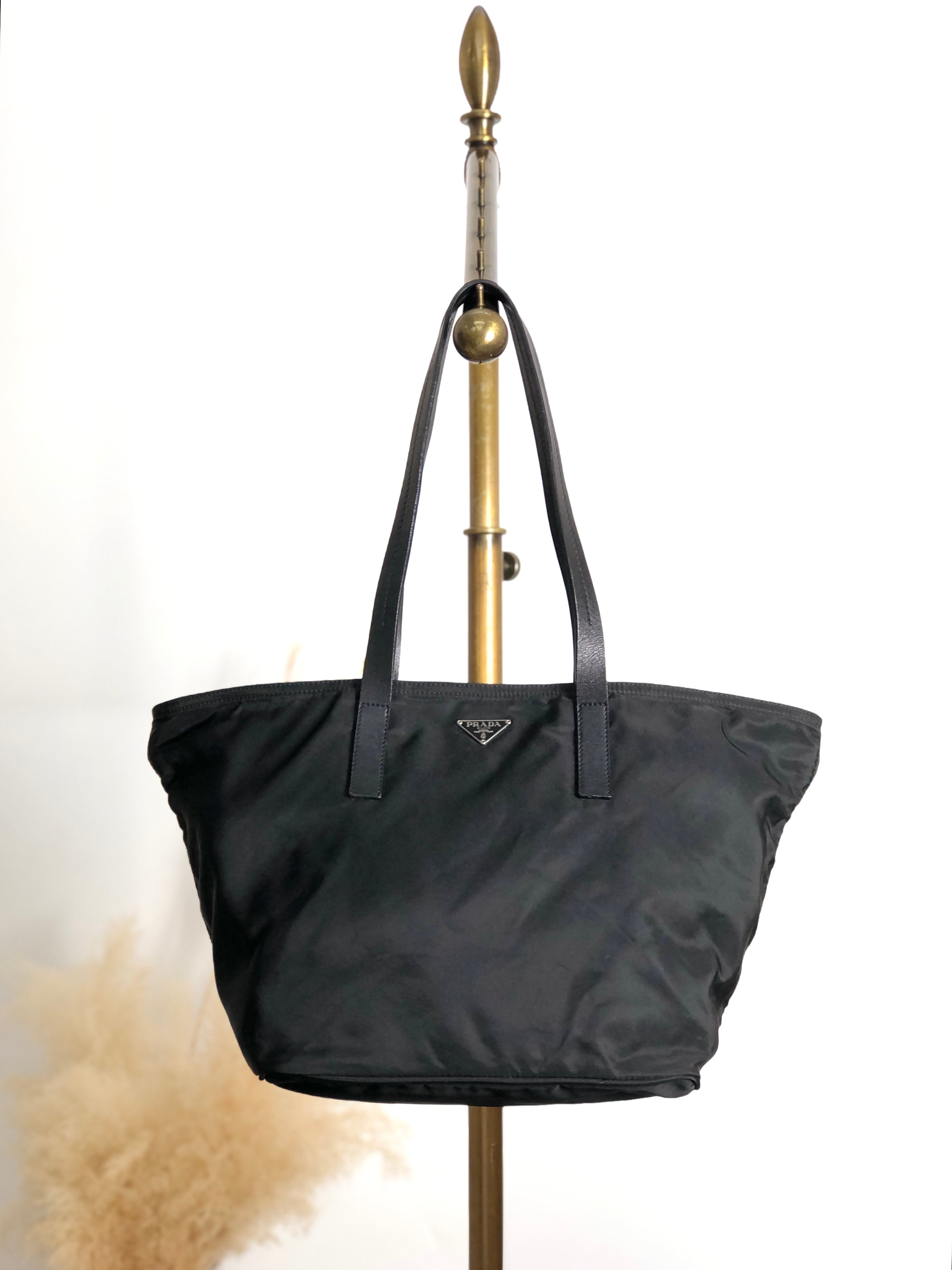 PRADA プラダ ハンドバッグ ブラック トライアングルロゴ ナイロン トートバッグ vintage ヴィンテージ オールド gujv48
