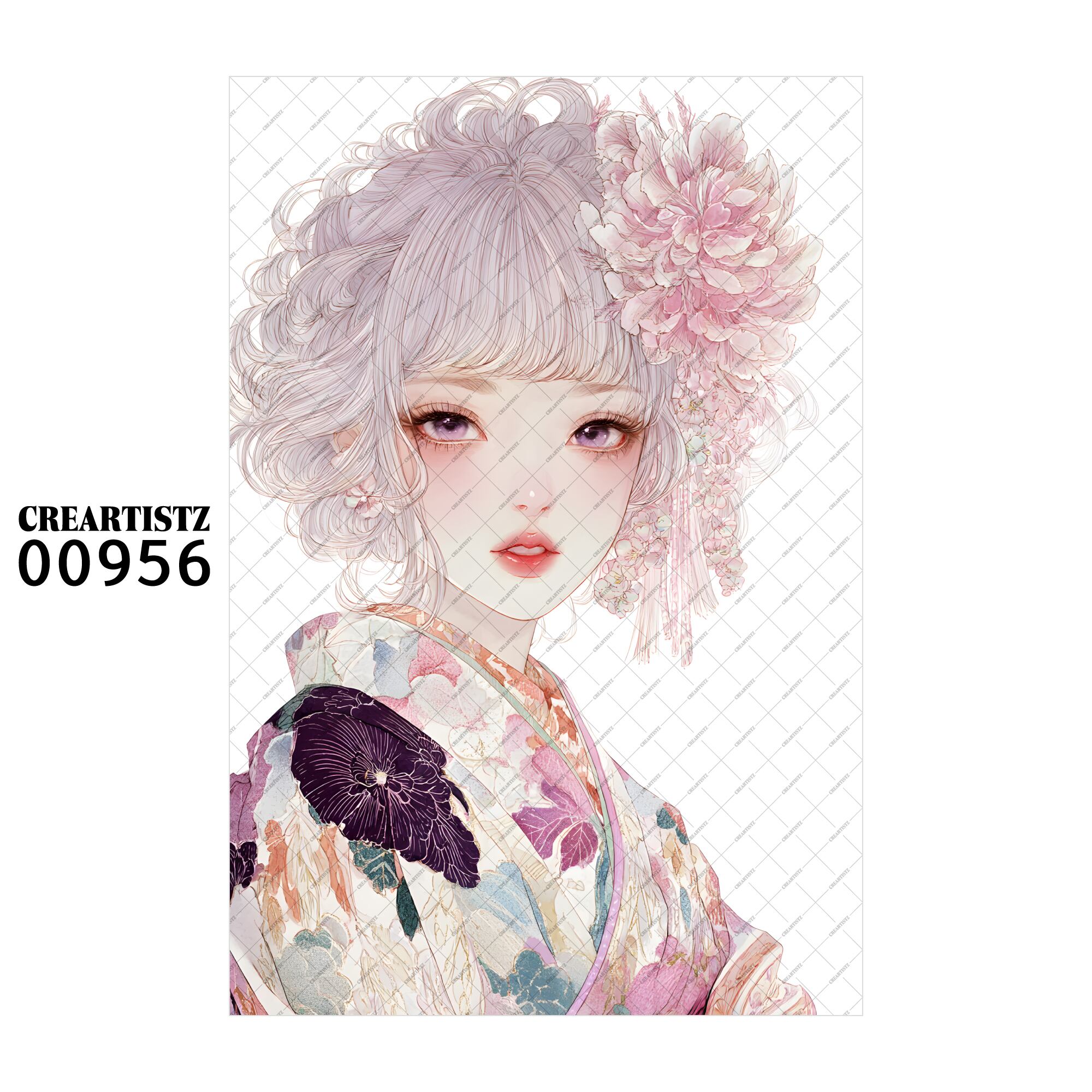 00956 ガール キュート オリジナル ペーパー/ステッカー 4枚セット CREARTISTZ