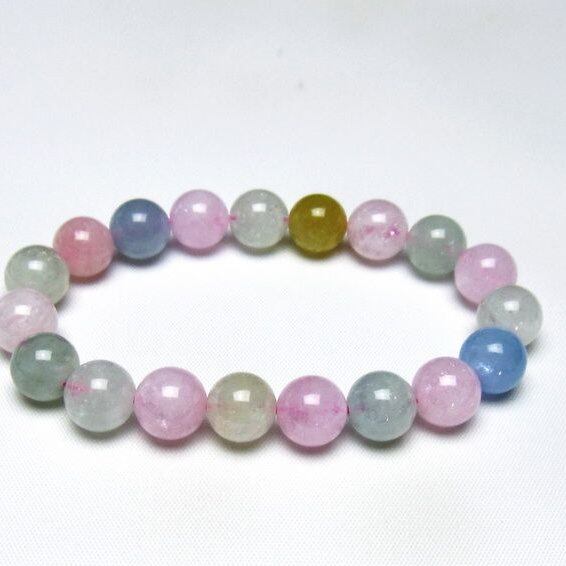 ミックスカラーベリル ブレスレット 11mm 一点物 メール便可 [M便 1/10] 111-48757