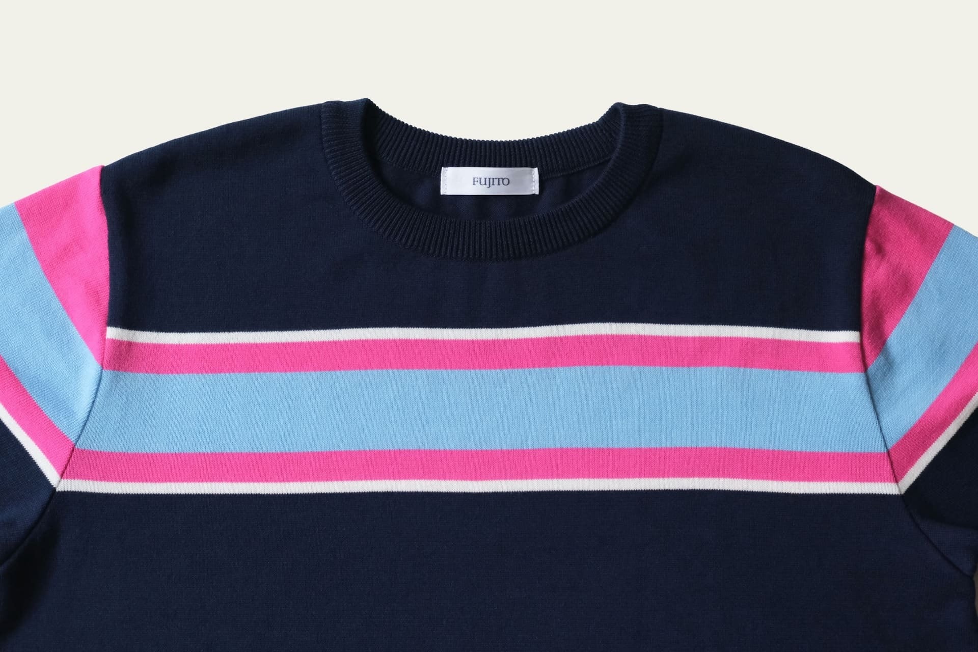 FUJITO Border Knit T-Shirt Navy Border,White Border | Directors
