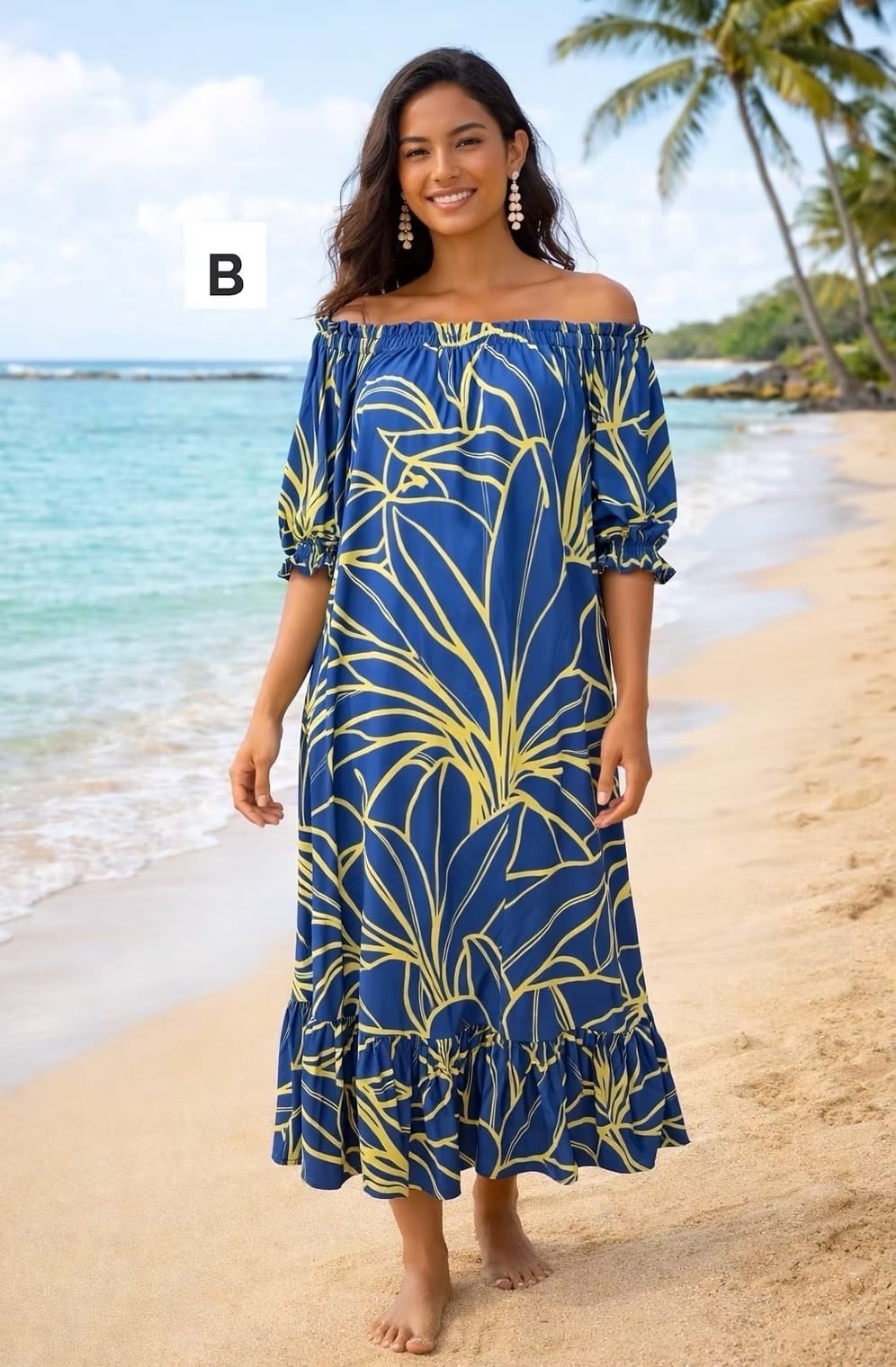 Mālie one piece B ブルーアッシュ×カスタードイエロー