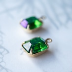 1940's ドイツ グリーンのAB加工オクタゴンチャーム(2コ)