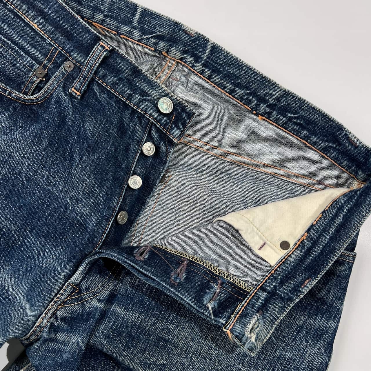 DENIME ドゥニーム ヒゲ ハチノス セルビッジ ボタンフライ デニムパンツ ジーンズ W36/インディゴ系 メンズ 希少