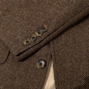 90s USA製 LANDS'END ランズエンド ヘリンボーン ツイード テーラードジャケット 38R /ブラウン/ビンテージ/メンズ