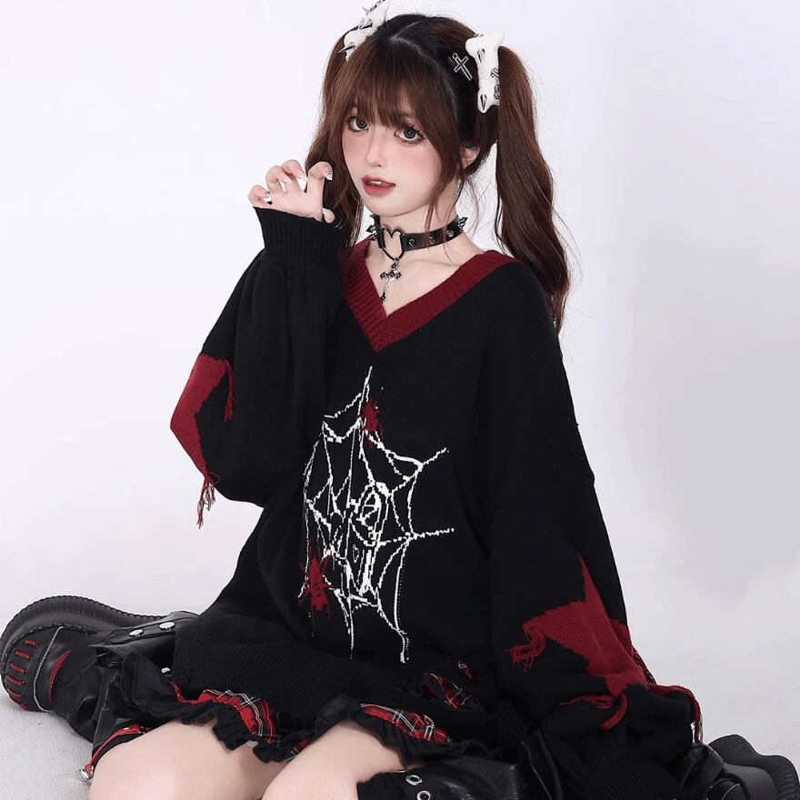 ロリータファッション通販 SEASONZ ファッション CRAZYGIRL オリジナル セーター Vネック ストリート系 かわいい 原宿スタイル  ロマンティック ゆめかわ ロリータファッション lolita | ロリータファッション通販 SEASONZ〜女の子の可愛いがギュッと詰まったお店～  