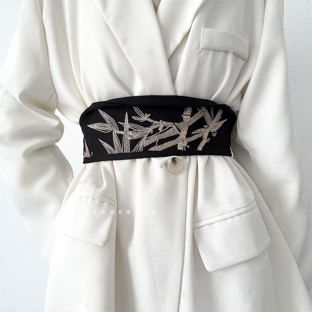 ♥竹の刺繍、そっと締める！【LIUWUWEIシリーズ】★チャイナ風ベルト★ 竹 刺繍 飾り物 アクセサリー エスニック風