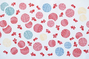 注染てぬぐい「手まり金魚」