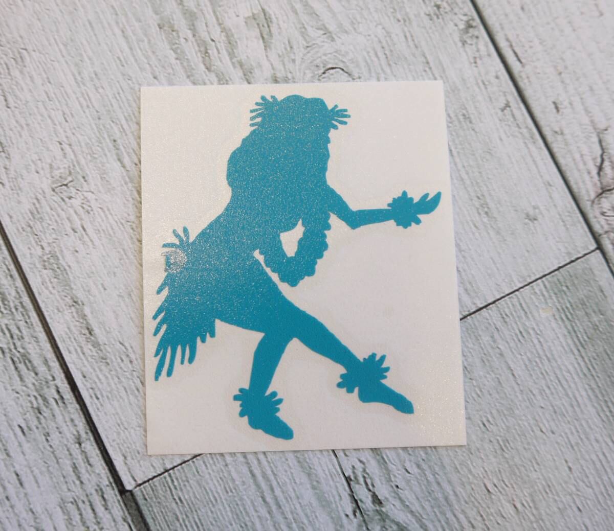 ★ハワイ直輸入ステッカー ★転写式 フラガール タヒチアン シルエット/ミニサイズ ステッカー<グリーン 6>