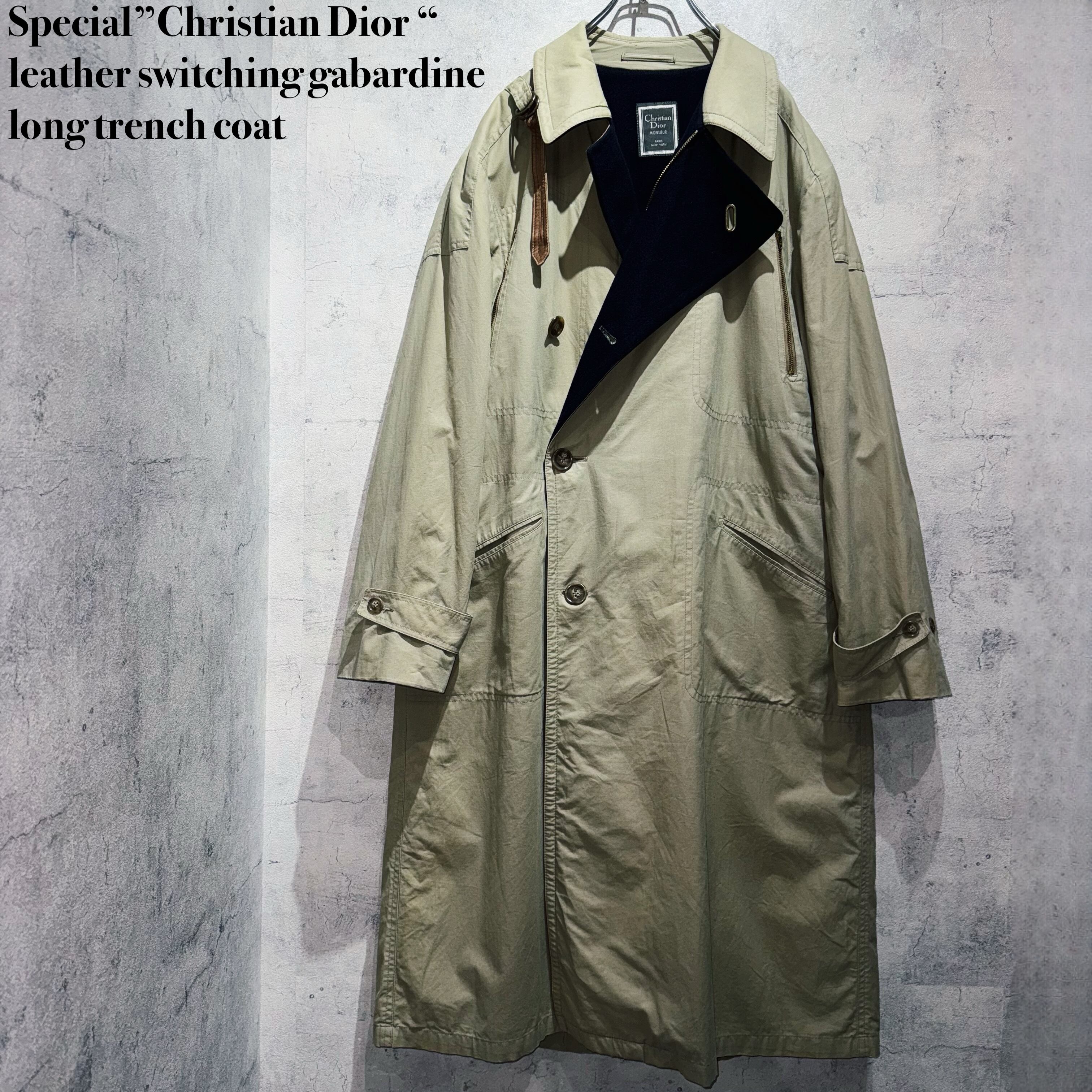 Special”Christian Dior “leather switching gabardine long trench coat
