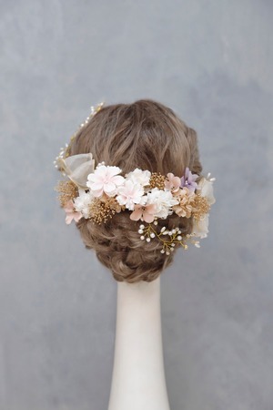 さくら小枝ビジュー髪飾り　　袴　振袖　成人式　ヘアドレス　ヘアパーツ　プリザーブドフラワー　ドライフラワーフラワー