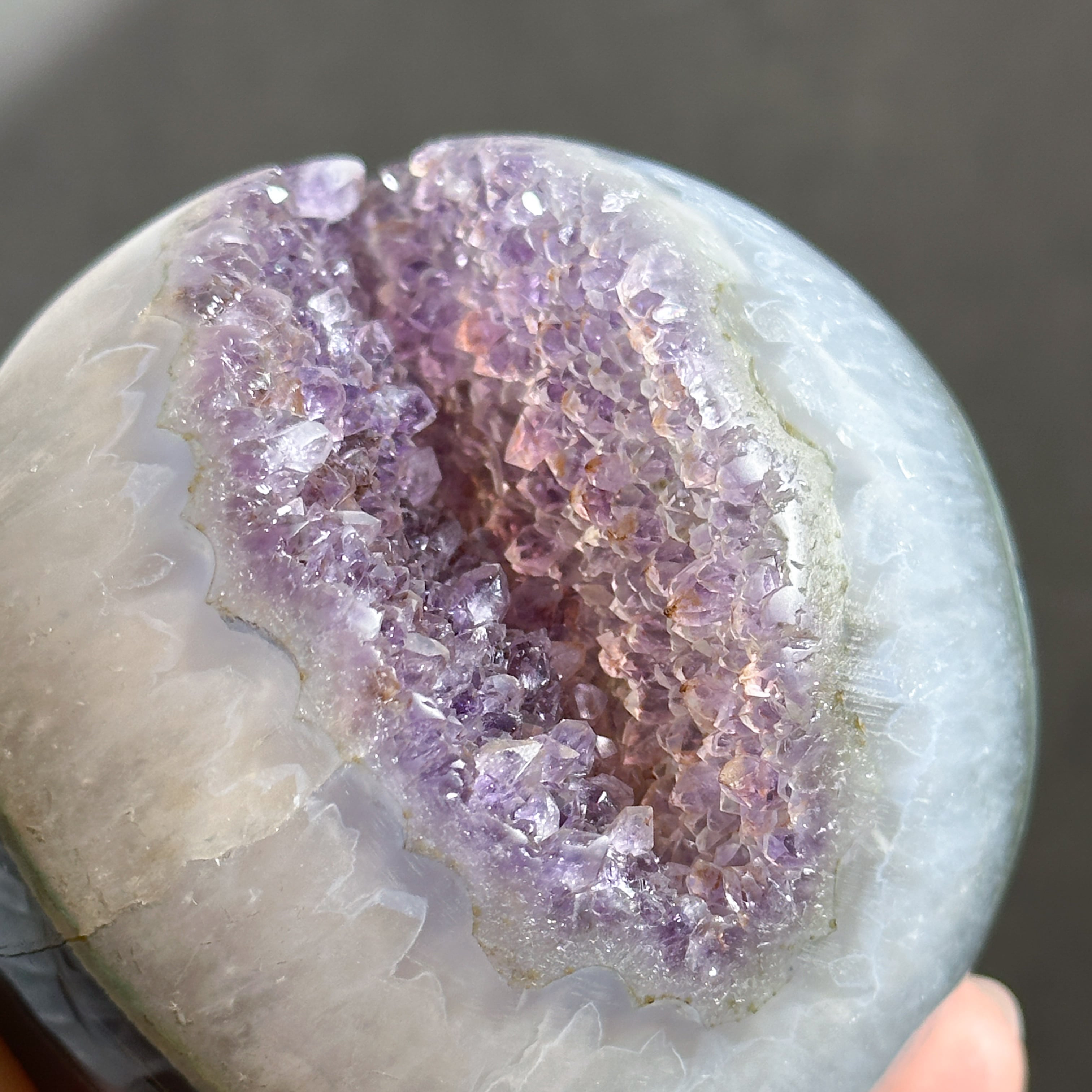 ウルグアイ産アゲート×アメジスト スフィア（丸玉）52◇Agate×Amethyst