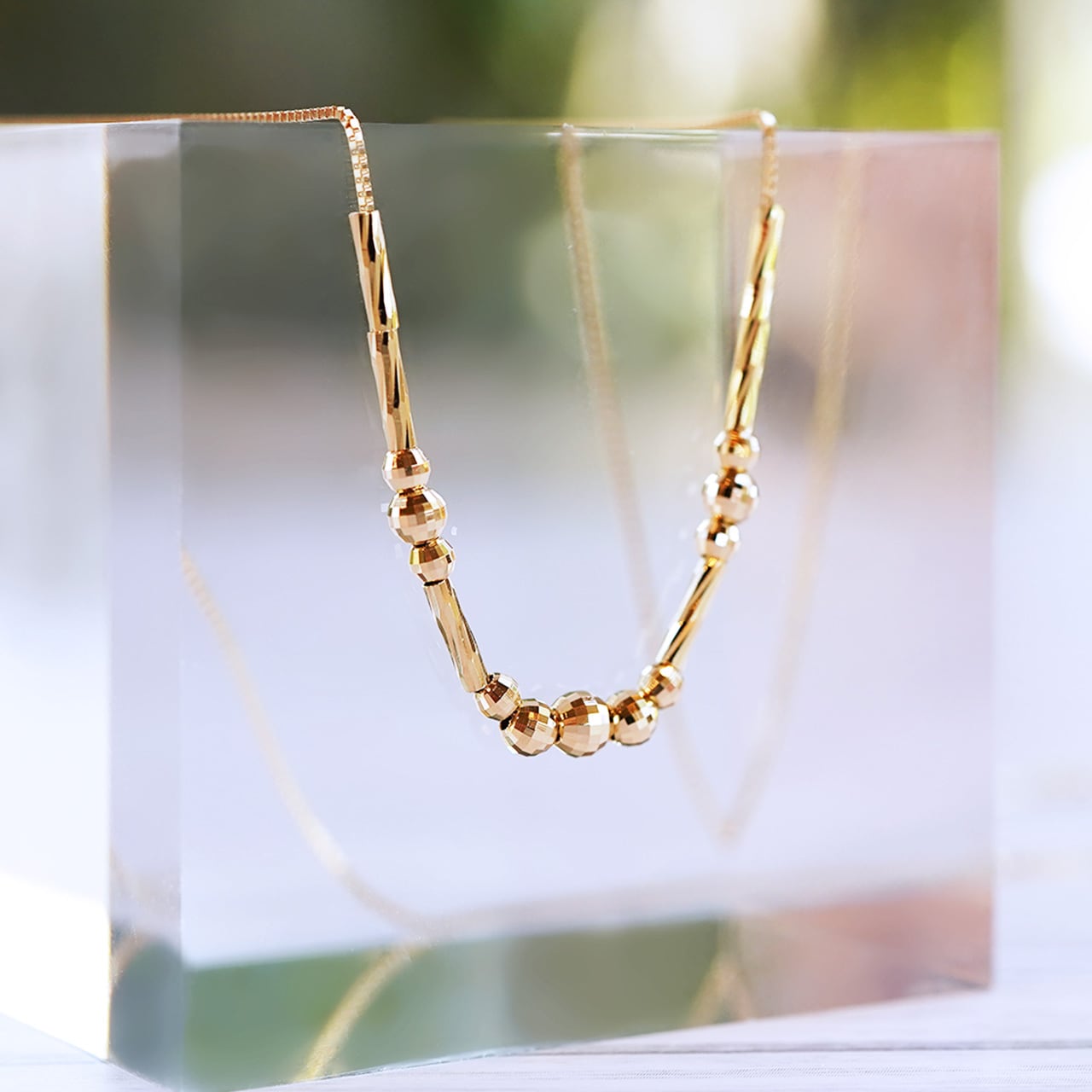 K18ミラーボール付きデザインネックレス | Diamante lobo