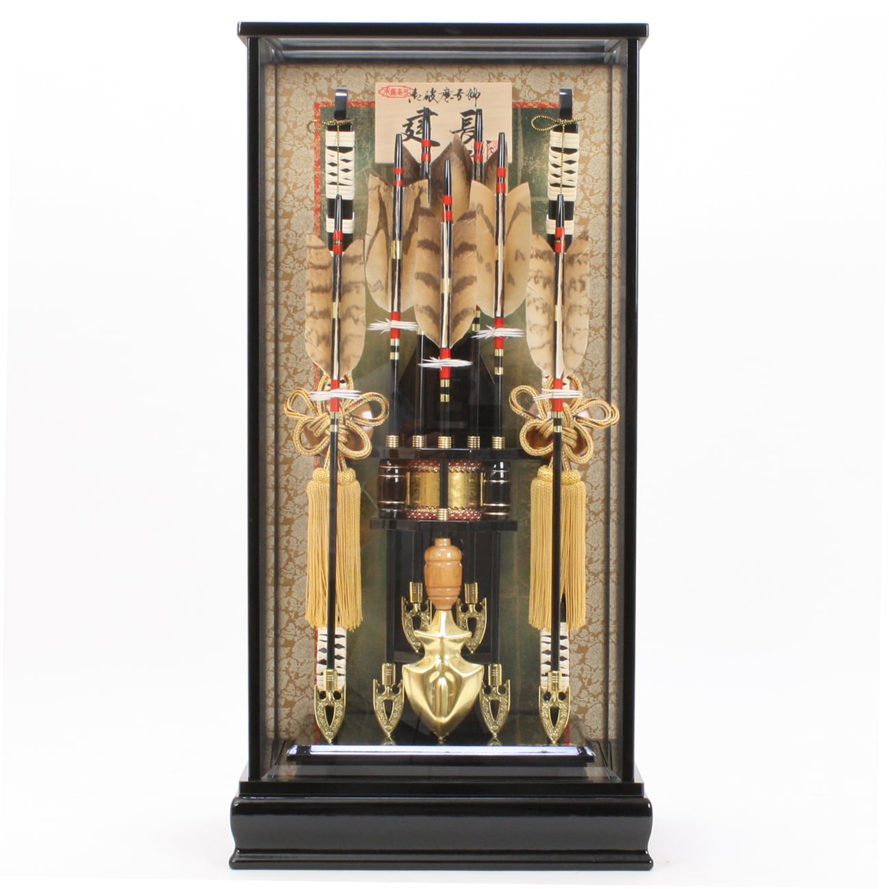 御破魔弓飾 破魔弓ケース入り飾りセット【P7324】 美しい高級檜使用の豪華な枠なし