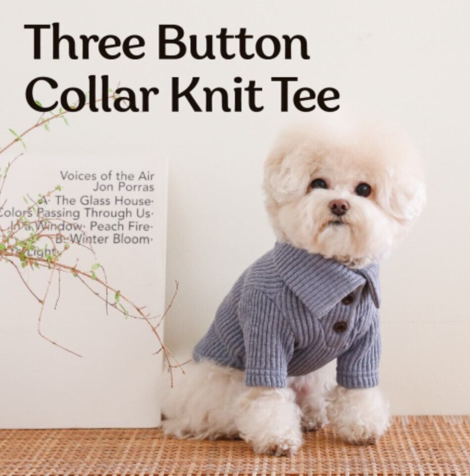 M.L.XL/即納【SSFW】Three Button Collar Knit Tee《Blue》