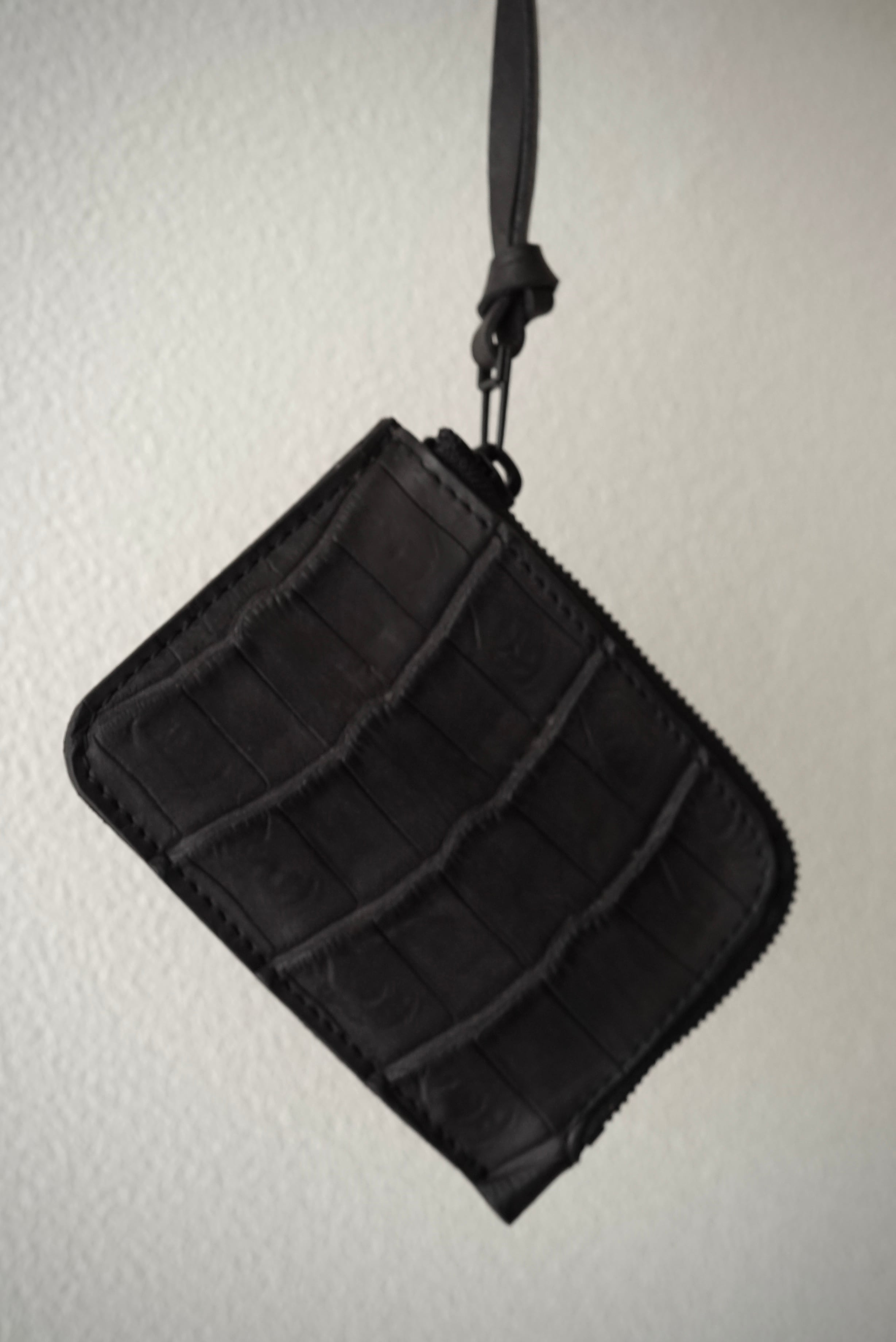 Handmade Leather × Croco/ Zip wallet (BLACK)