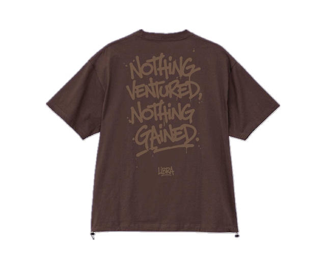 LiBra "Nothing Ventured,Nothing Gained." Draw Cord T-shirts【Brown】LB-24