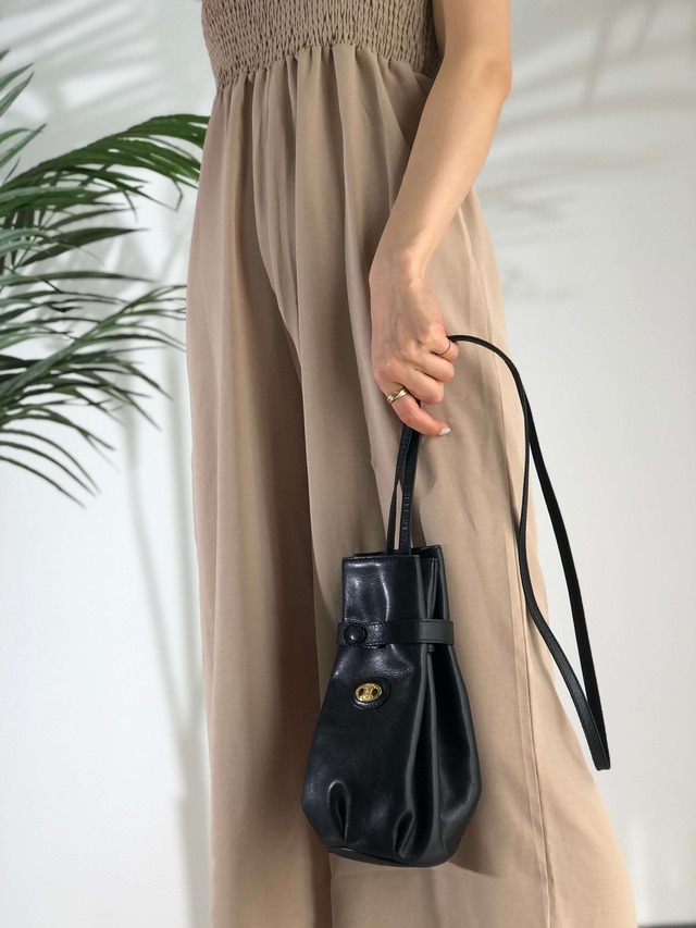 CELINE セリーヌ ショルダーバッグ ブラック ブラゾン レザー ミニバッグ 巾着 vintage ヴィンテージ オールド nyjz6n