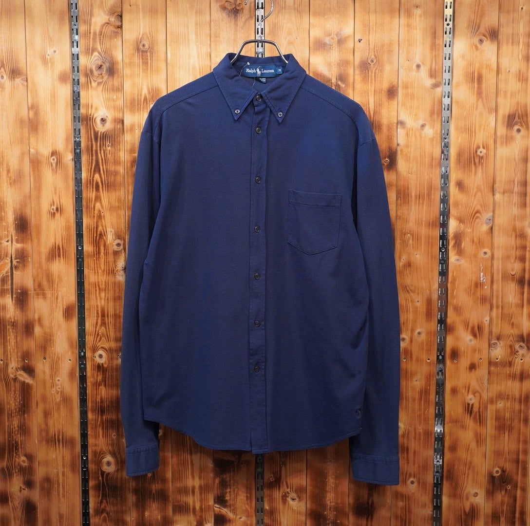 ralphlauren 珍品 裾ポニー 鹿の子 メッシュ シャツ M/ラルフローレン シアーシャツ