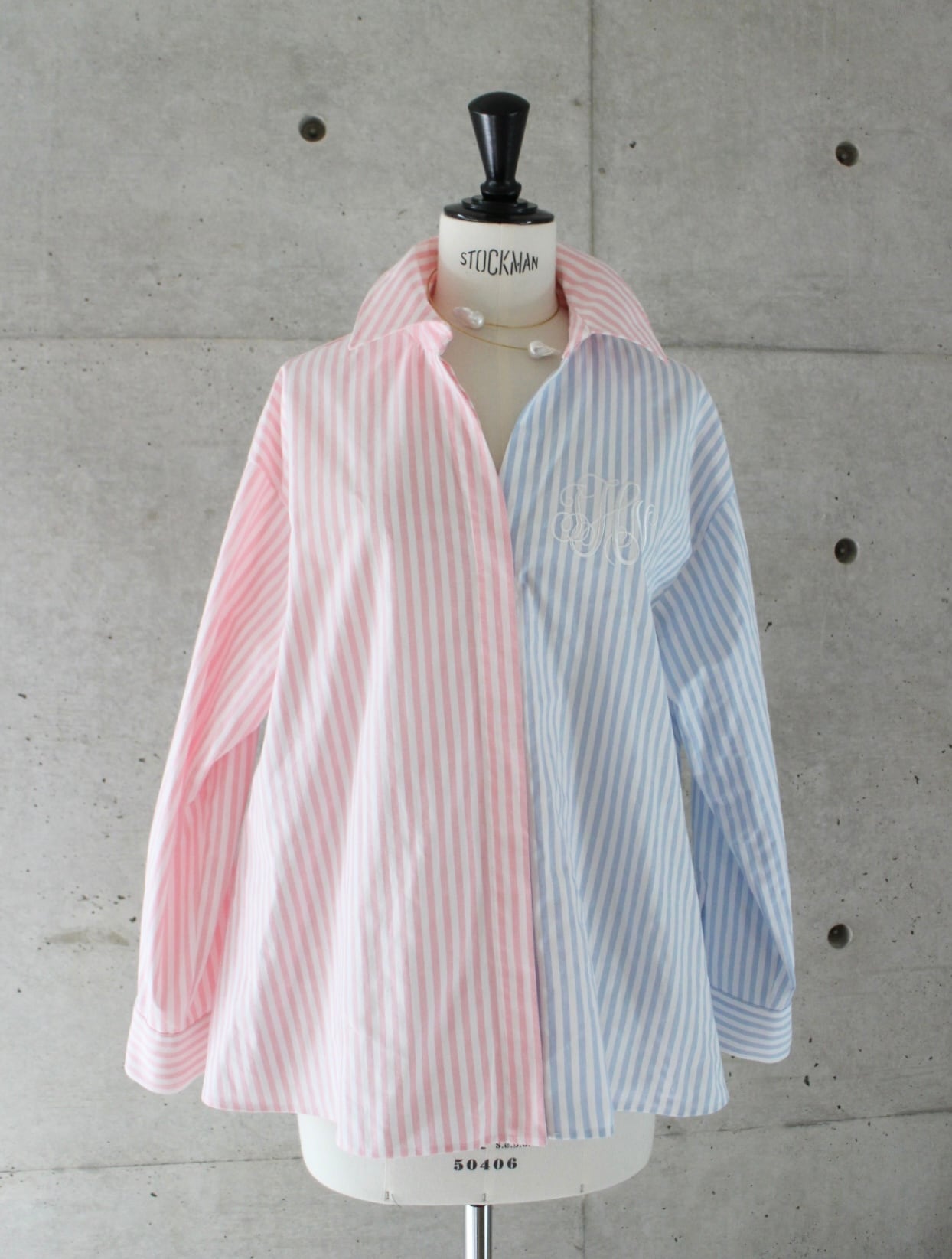トップス rosy heart logo stripe basic shirt Stripe Mix shirts/Pink×Light Blue | J.N.Hearts