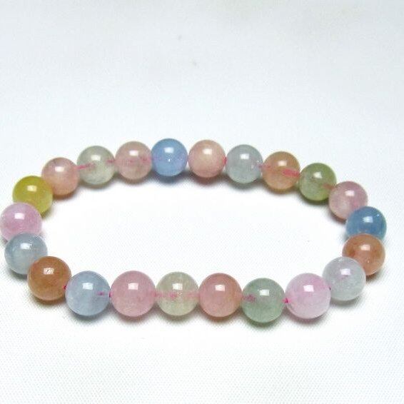 ミックスカラーベリル ブレスレット 9mm 一点物 メール便可 [M便 1/10] 111-48859