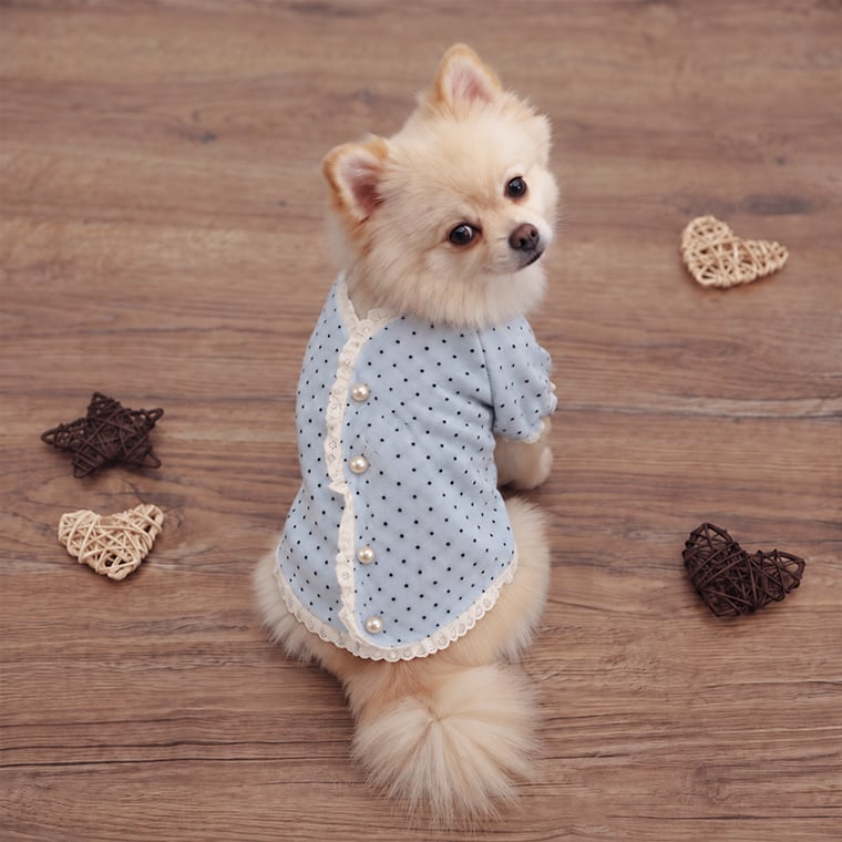 baby dot cardigan S ~ XL 2color / 犬服 秋冬 可愛い 犬の服 トップス ドッグウェア アンゴラ カーディガン もこもこ 暖かい 室内服 小型犬 中型犬 お揃い 韓国ワンコ服 アウター