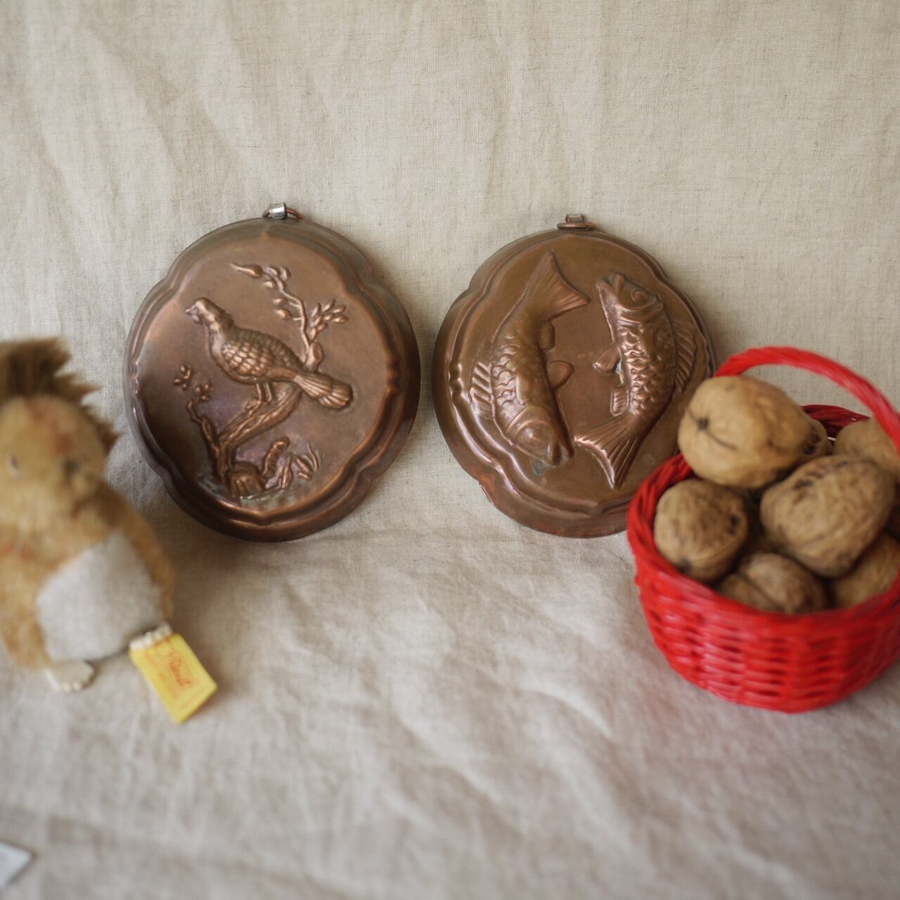 コッパーモールド 菓子型 鳥と双魚 フランス
