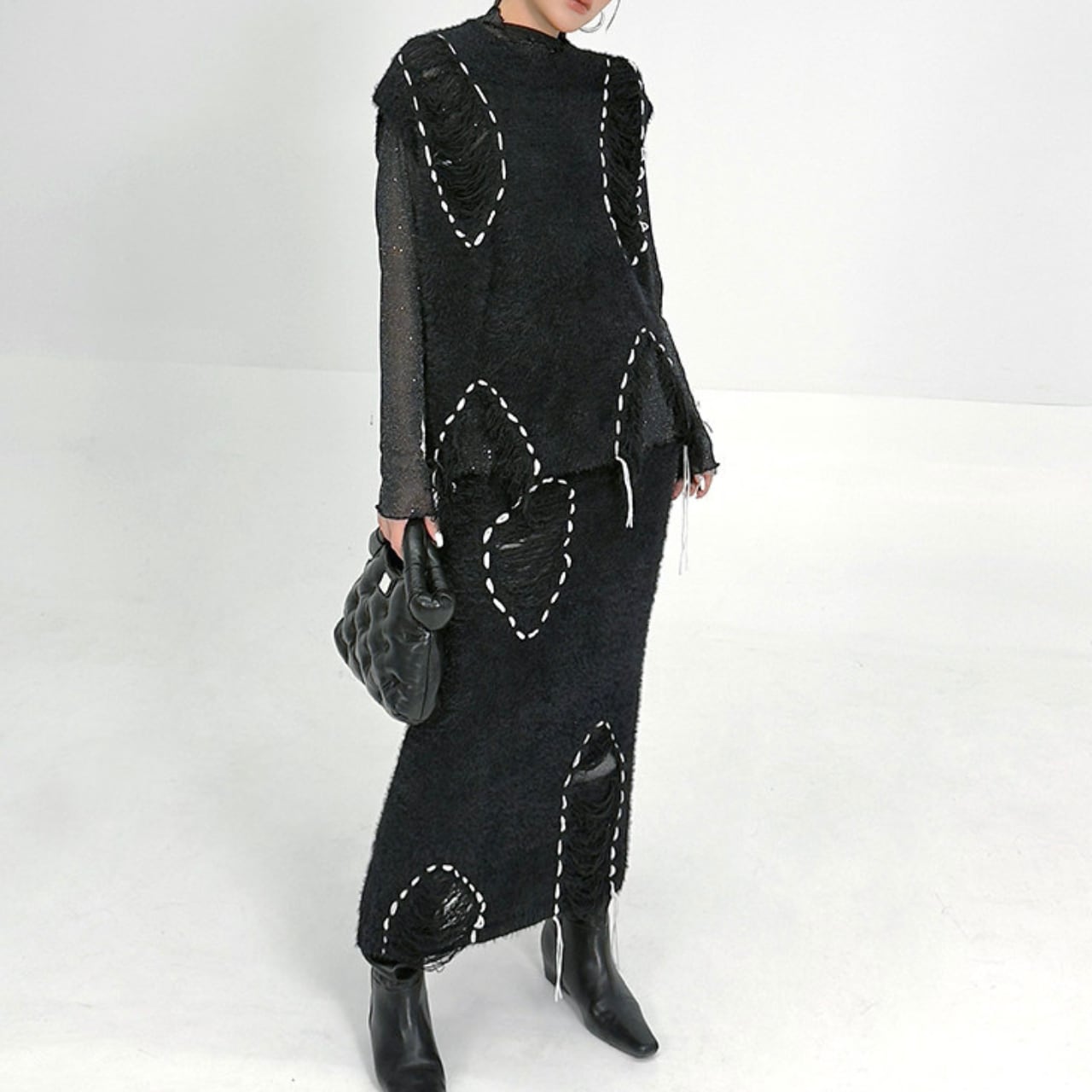 Fringe Maxi Knit Dress Set 01025