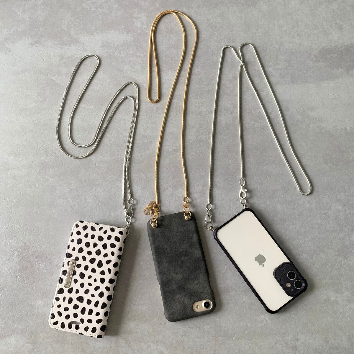 斜め掛けロングチェーンストラップ 軽量アルミチェーン スネーク