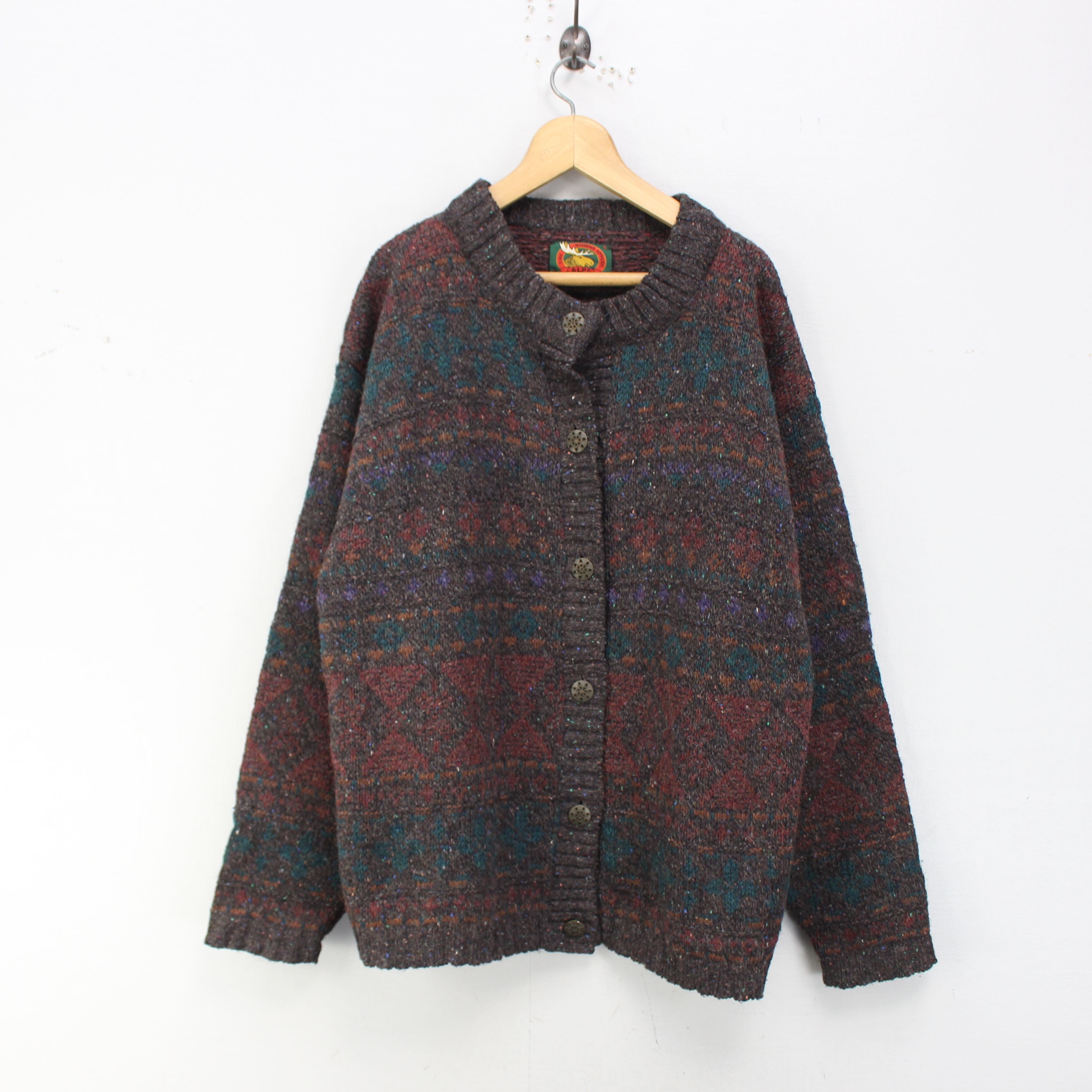 USA VINTAGE ALPS DESIGN BUTTON EMBROIDERY KNIT CARDIGAN/アメリカ