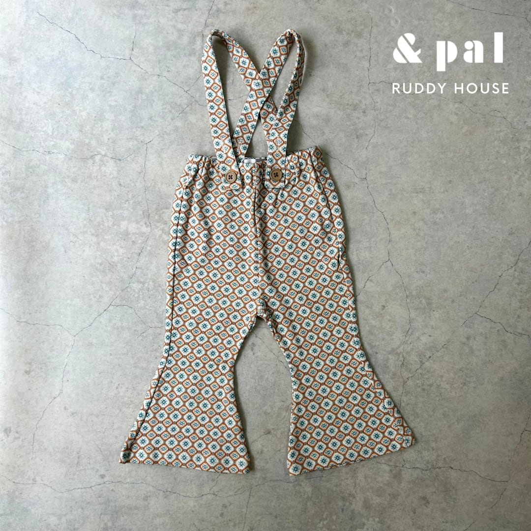 &pal / pixel art pattern salopette / カーキ