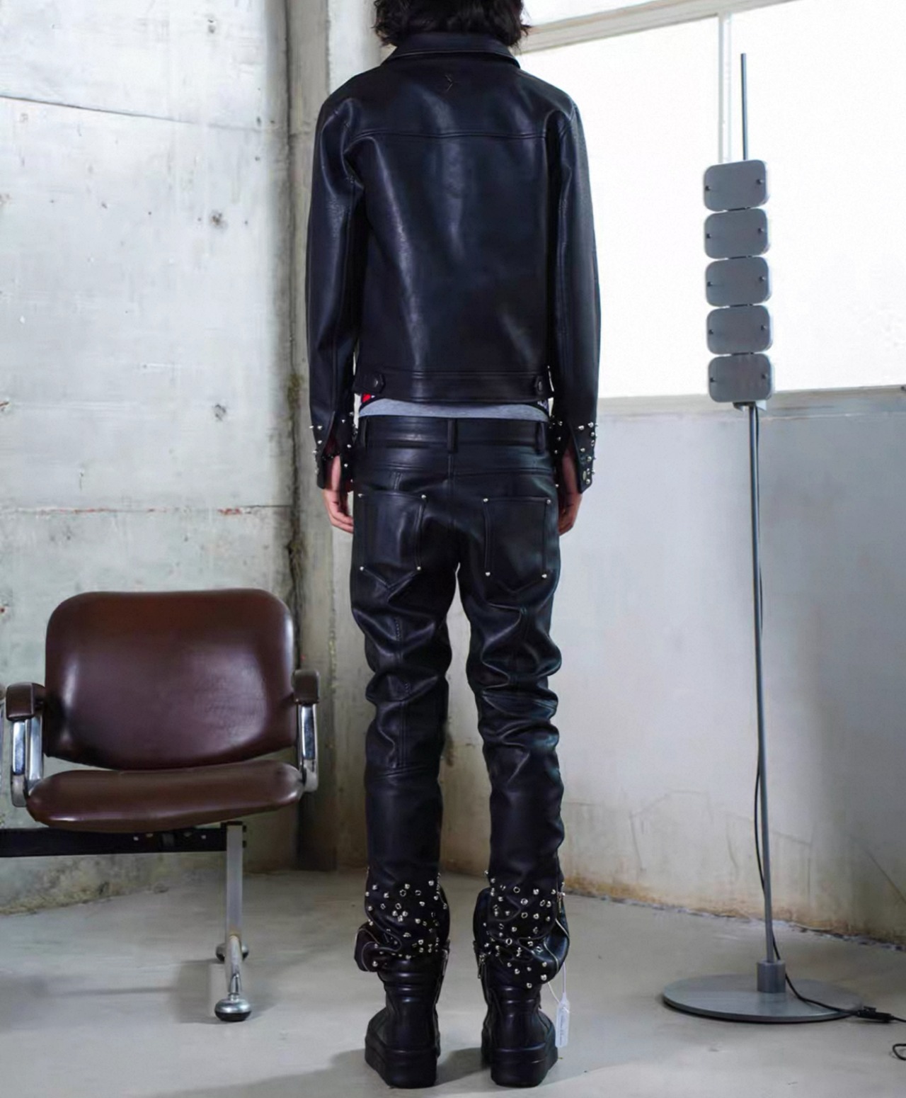 TGFCLUB drip slim leather like pants - 9
