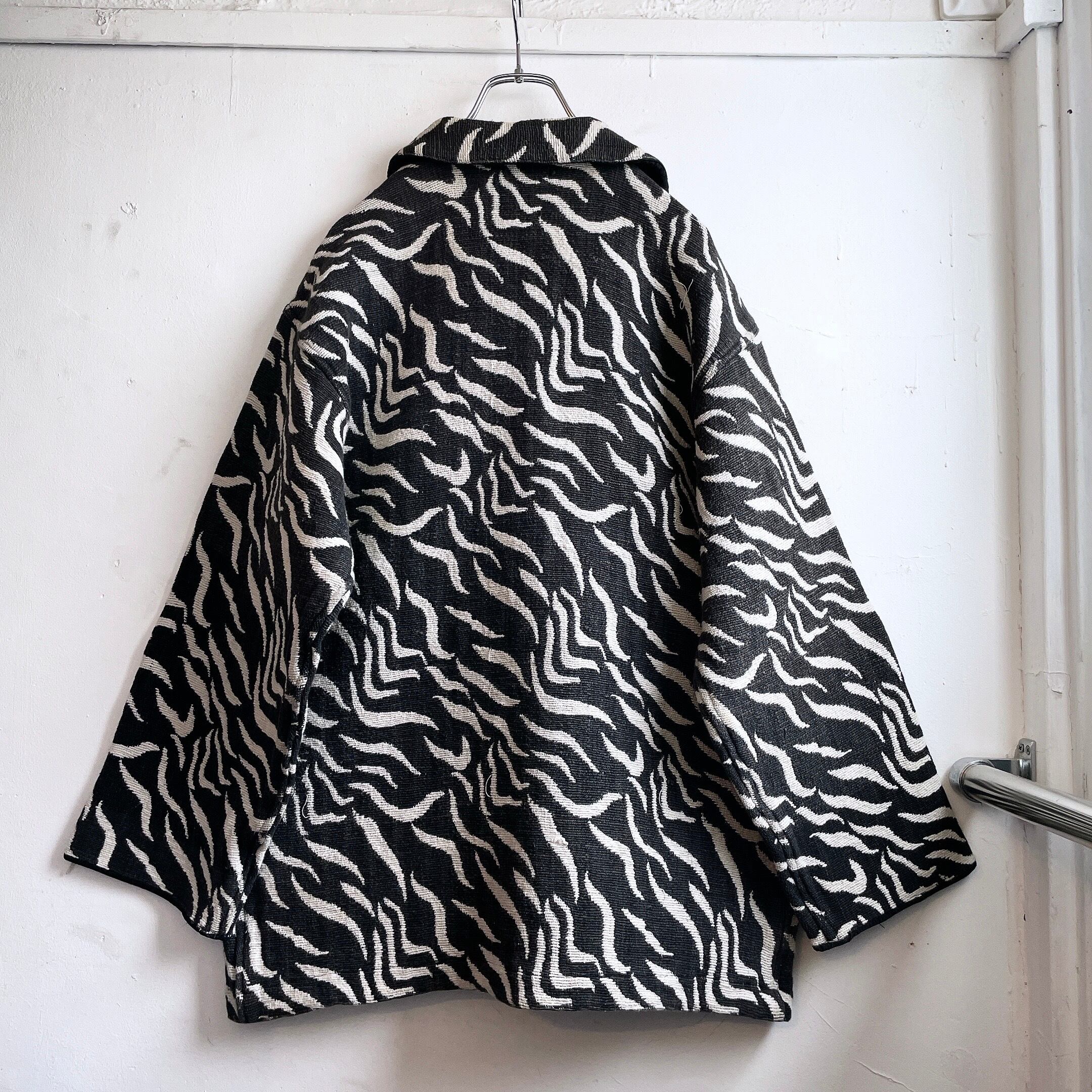 Ethnic × Zebra pattern design vintage weaving monotone jacket