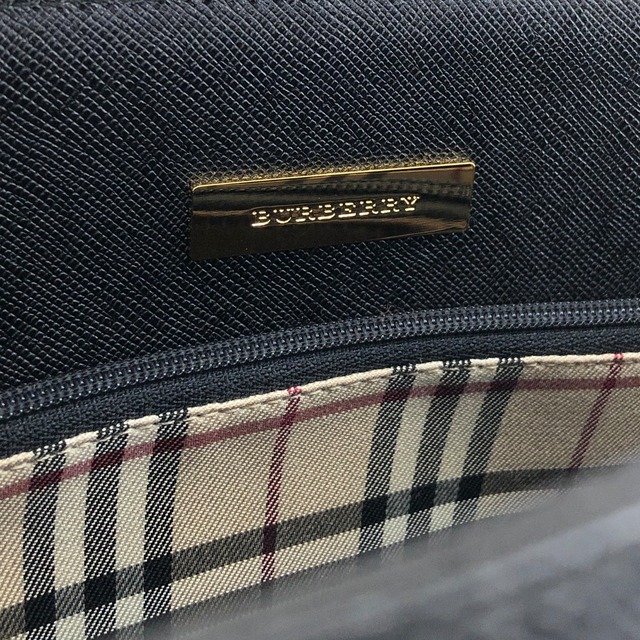 BURBERRY バーバリー ハンドバッグ ブラック ロゴ レザー vintage ヴィンテージ オールド imtu4e