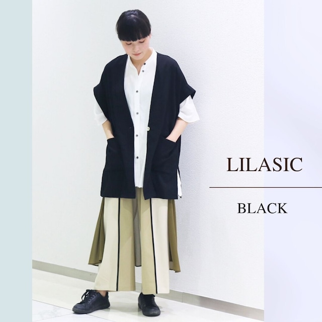 LILASIC/SCJD4168/リラシク/ノーカラーサマージャケット/薄羽織り/夏アウター/ライトアウター