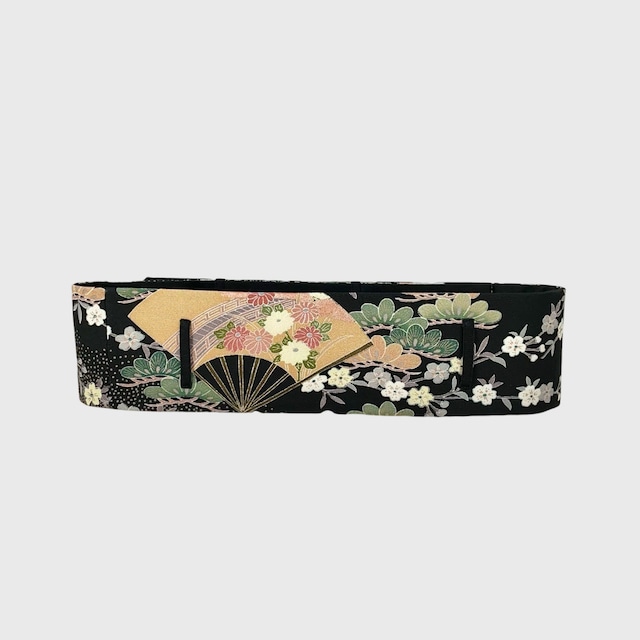 クロスオーバー帯ベルト(黒留袖より制作) Crossover Obi-belt(Made of Kurotomesode Kimono)