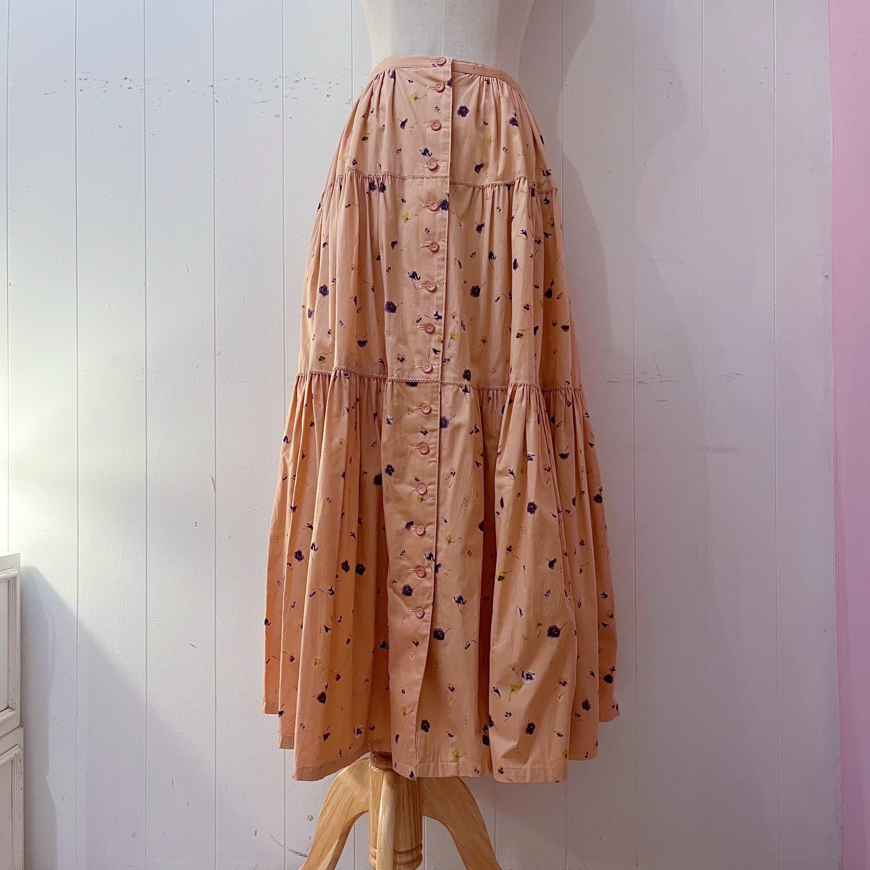 ketty / pink orange pansy tiered skirt