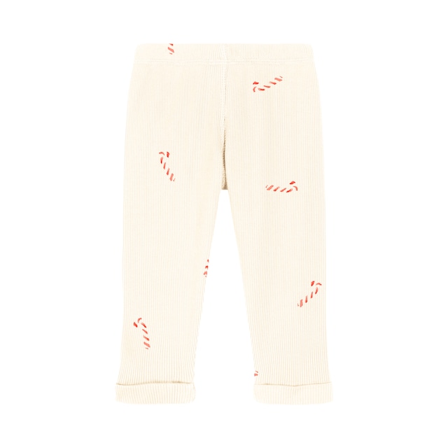 【Last1 18m】studio boheme paris / ROM POM LEGGINGS  (ÉCRU - CANDY CANE) 12m18m