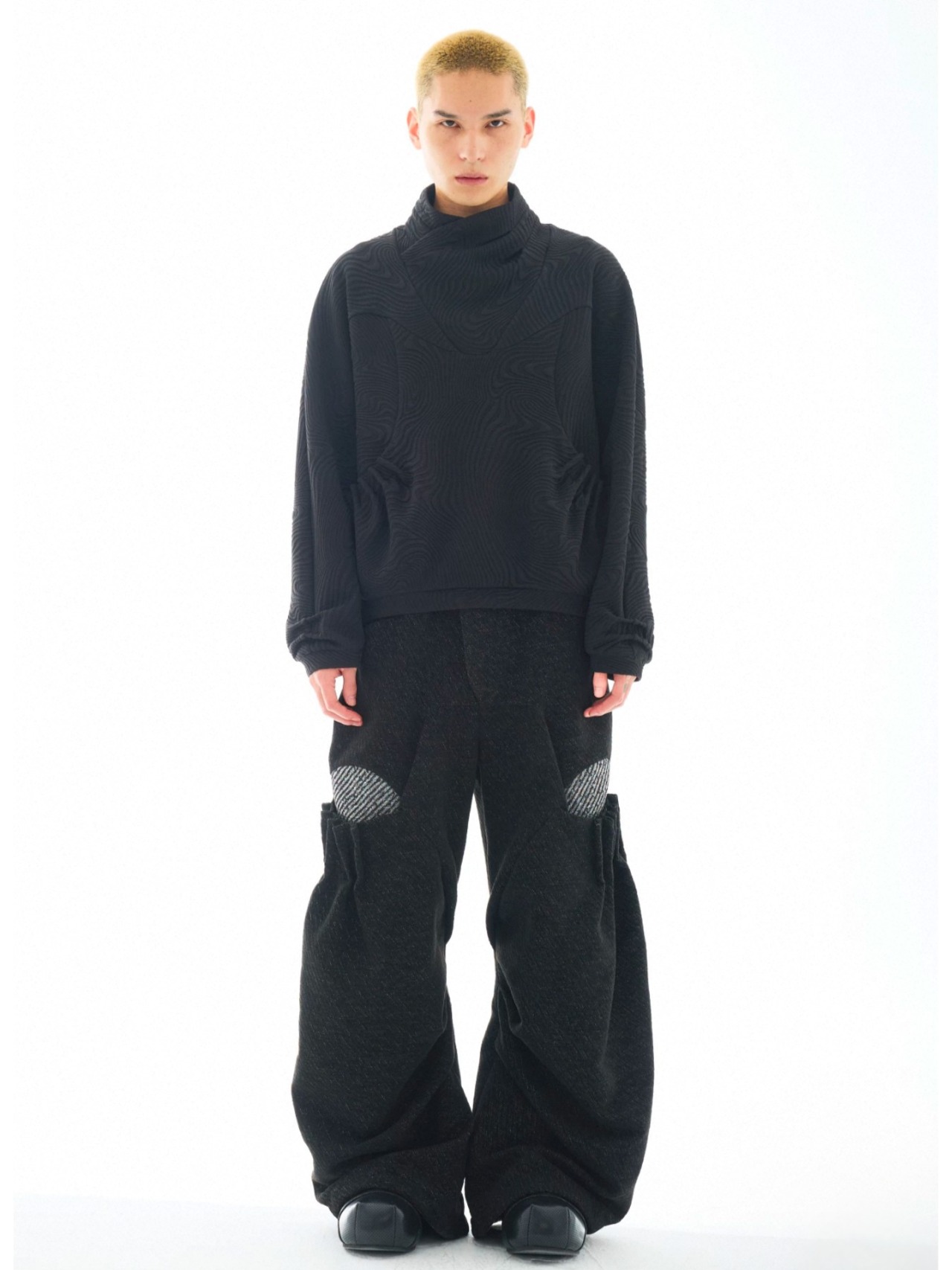 54A0 Deconstructed Wrap Neck Sweater