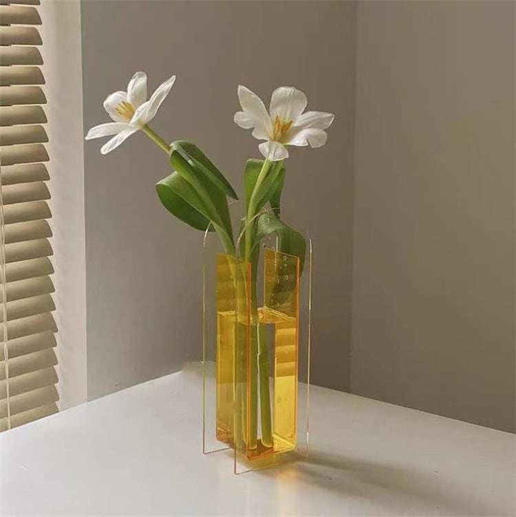 綺麗な花瓶 、アート、美術品、置物、安全アクリルガラス、地震、1つ有ると生活を豊 フラワーベース 花瓶 一輪挿し ガラス アクリル 組み立て式