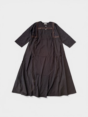 saruche ドビーコットン　Taped カフタンワンピース　Black
