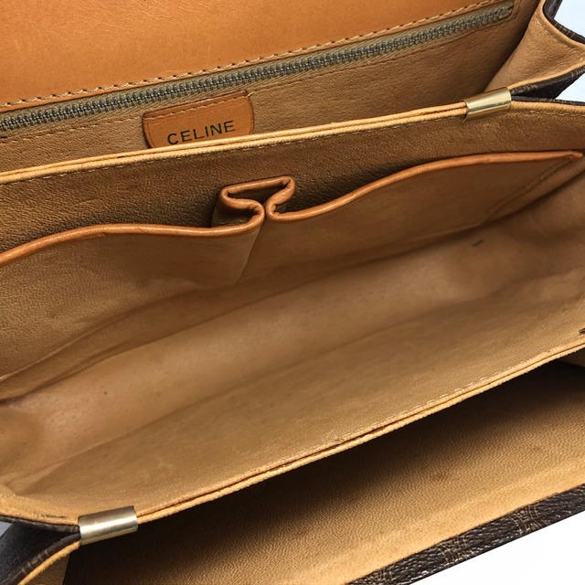 CELINE セリーヌ マカダム 馬車 ホースキャリッジ  レザー クロスボディ ショルダーバッグ ブラウン vintage ヴィンテージ オールド 6pg6by