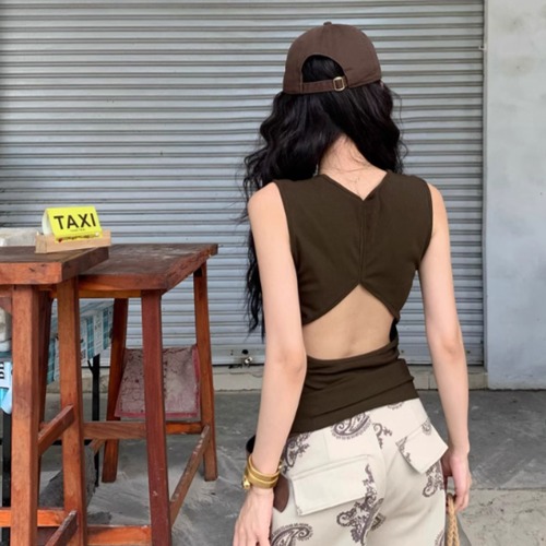 3色／Vオープンバックトップス ・10513